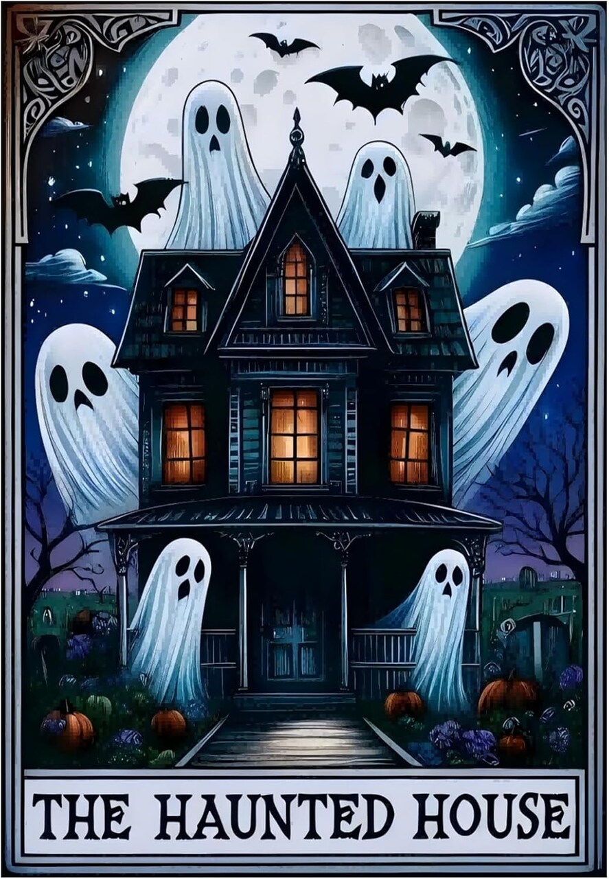 Halloween Haunted House Diamond Painting Kits for Adults, 5D Gem Art(Halloween House)12 x 16 x 0.6 inches
